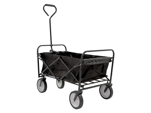 The Workplace Depot Folding Utility Trolley Heavy-Duty Weatherproof Polyester Lining 360 Steering Black Powder-Coated Steel Frame Ideal for Festivals Camping Shopping & Gardening