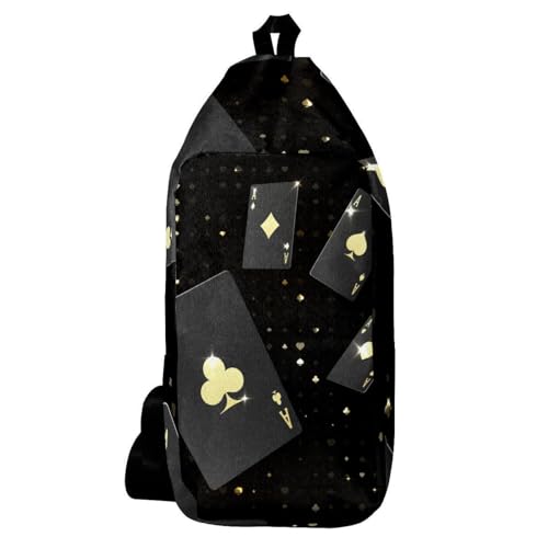 Sac à dos de voyage ergonomique multicolore à motif cartes de poker dorées