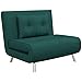 HOMCOM Poltrona Letto Singolo 3 in 1, Poltroncina Reclinabile a 3 Livelli con Rivestimento in Velluto e Cuscino, 100x88x83cm, Verde Scuro
