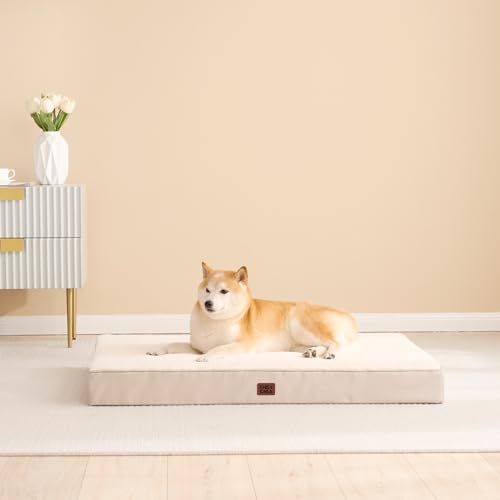 EHEYCIGA Orthopädisches Hundebett Mittelgroße Hunde 89x58x9cm, Hundekissen Waschbar Flauschig,Hundematte Hundematratze für Kiste, Kamel
