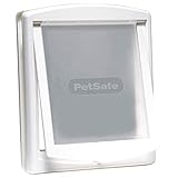 PetSafe Puerta para Perros y Gatos Original Staywell con 2 Posiciones, Entrada y salida, Puerta para mascotas, Panel de cierre incluido, Blanco (L)