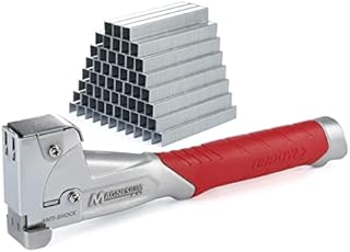 Arrow Fastener MGHTKIT-AM HT50 Heavy Duty Magnesium Hammer Tacker Kit for Insulation, Housewrap, Roofing Underlayment and Flooring, Includes 5000 508IP Staples, Silver/Red