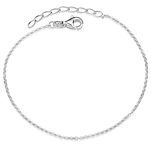 Materia Damen Armband Silber 925 - Ankerkette 1mm dünn SA-124-Silber