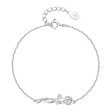 Generisch - 2 anillos de plata de ley rosa con flor para mujer, pulsera y 2 mm, color rosa, talla única, Metal