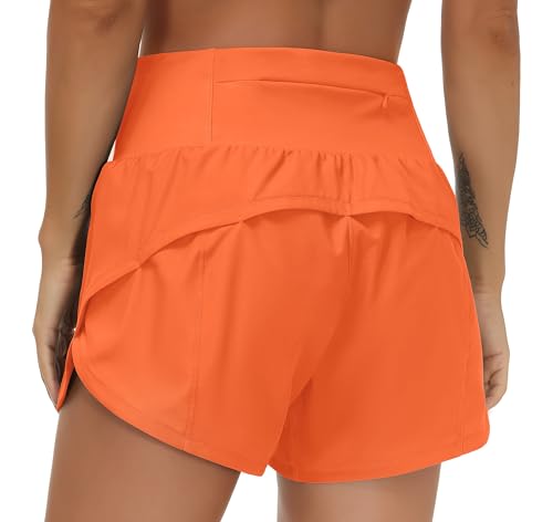 Image of THE GYM PEOPLE Womens High Waisted Running Shorts Quick Dry Athletic Workout Shorts with Mesh Liner Zipper Pockets