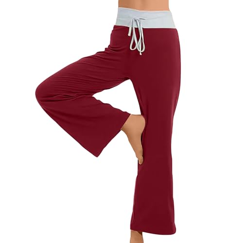 Color Block, ajuste solto, para mulheres, verão, outono, treino, academia, ioga, corte alto, flare,