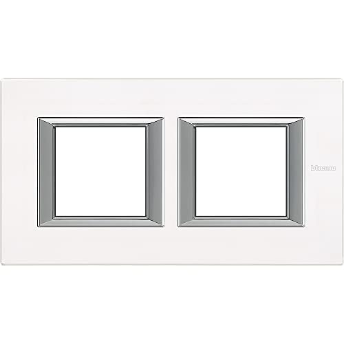 Plaque Axolute BTicino HA4802M2HVBB en verre blanc à 2+2 modules