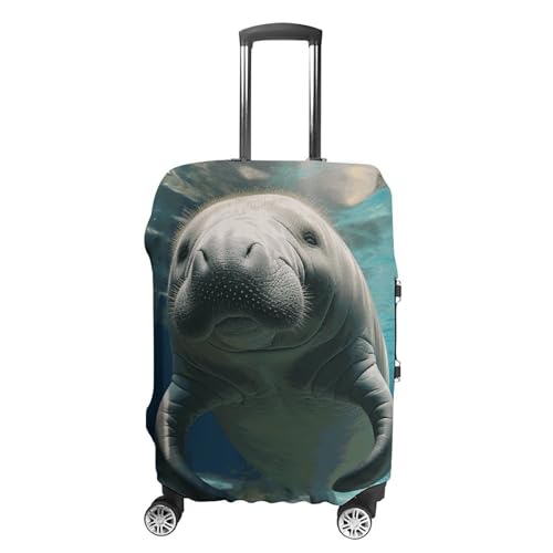 Cute Sea Animal Manatee Luggage Cover, Washable Elastic Suitcase Cover Protector Fit 18-32 Inch Luggage