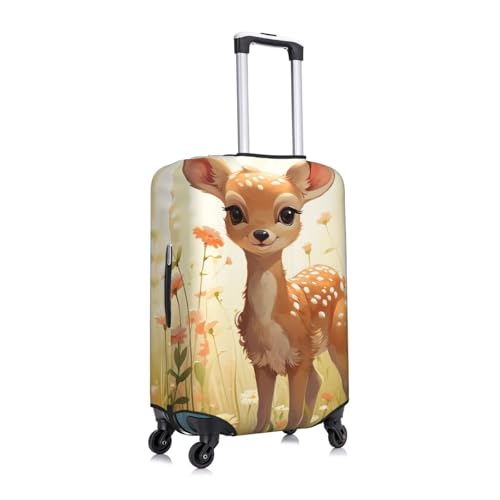 Funny Deer Flower Travel Luggage Cover for Suitcase Anti-Scratch Fashion Suitcase Protector Washable Elastic Baggage Covers Fits 29-32 Inch Luggage for Travel Beach Holiday2