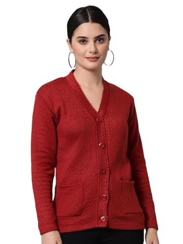 Image of eWools Women's winterwear Woolen Solid Sweater with Pockets Cardigans (with Pockets)