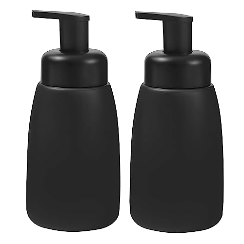 Image of Foaming Hand Soap Dispenser Ceramic Jar Foam Dish Soap Dispenser for Bathroom and Kitchen Sink, Liquid Pump Bottle for Shampoo, Body Wash, Hand Soap, Black, 2 Pack