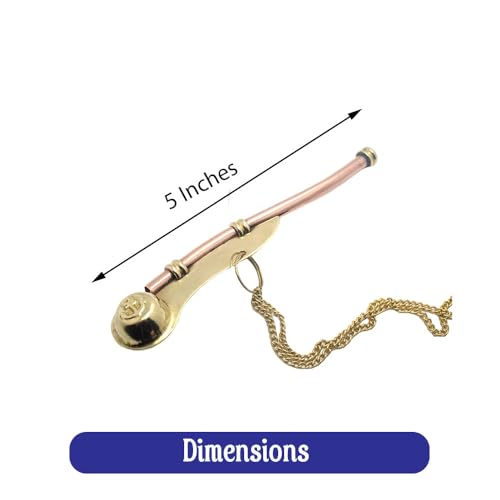 Nautische Bootsmannspfeife aus Messing mit Holzbox, Kadettenpfeife mit Kette, Maritimes Geschenk bosun