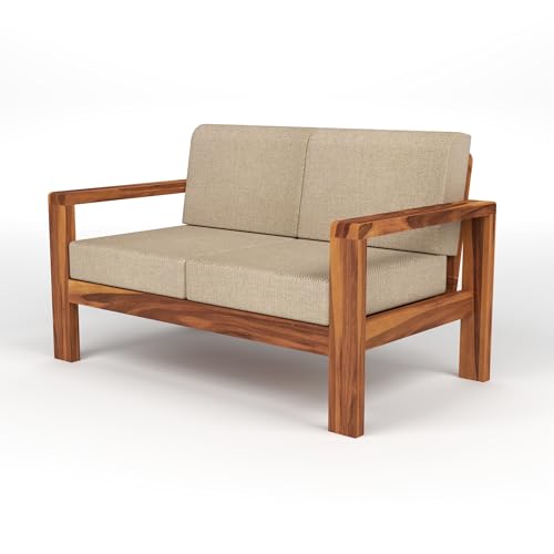 Image of KINGS HOME FURNITURE Sheesham Wooden 4 Seater Sofa for Living Room | Solid Wood Sofa | Rosewood Sofa Set for Home & Office | Lounge (Honey Finish, 4 Seater)
