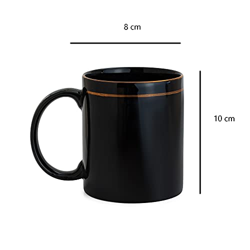 Image of Clay Craft Fine Ceramic Coffee Mug 350 ml- Premium Gold Mugs Suited for Home, Kitchen, Office Desks and for Gifting Purpose (1 Mug- Black Gold Line)
