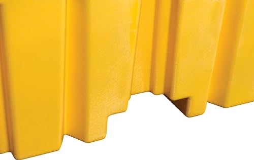 Image of Eagle 2 Drum Spill Containment Pallet with Forklift Pockets, 51.5 inchx26.25 inchx13.75 inch, 66 Gallon Sump, 4,000 lbs. Load Capacity Secondary Containment Pallet, Made in USA, Yellow, 1620