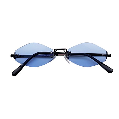 ShadyVEU Slim Narrow Diamond Hexagon Shape Sunglasses Rimless Metal Frame Candy Colored Tint Lens Skinny Fashion Shades3