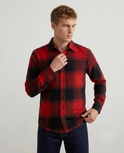 Image of DEELMO Men's Cotton Blend Printed Checkered Casual Shirt | Full Sleeve Button Down Regular Fit Collared Shirt | Soft & Breathable Everyday Wear for Office (Available in Plus Size)