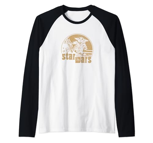 The Mandalorian Child raglan baseball tee avec badge Grogu thermocollé