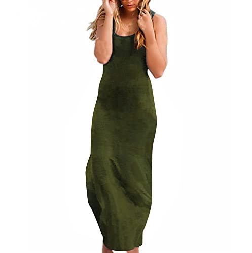 Image of Roselux Women Sleeveless Scoop Neck Striped Maxi Sundresses Loose Racerback Long Dress