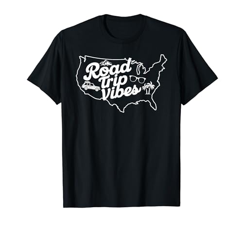 Road Trip Vibes Map USA Vacation Family Friend Travel Squad Camiseta