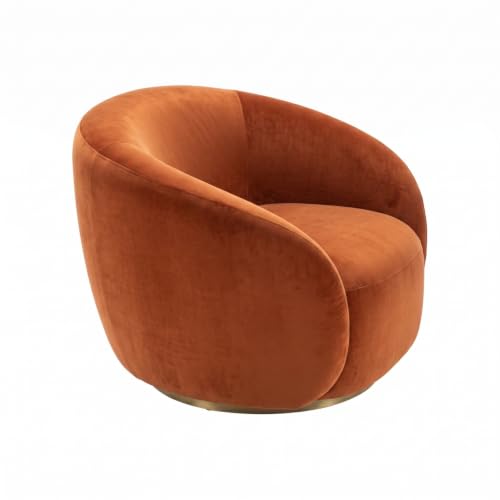 Image of Kingsman Furnitures Brok Swivel Luxury Accent Arm Chair 360 Degree Rotatable Sofa for Home | Bedroom, Living & Drawing Room | Ultra Soft and Comfortable for Lounge (Burnt Orange, Non-Swivel)