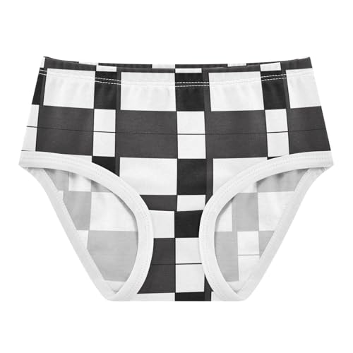 Black and White Checkerboard Toddler Underwear, Cotton Underwear for Girls, 2T–8 Years