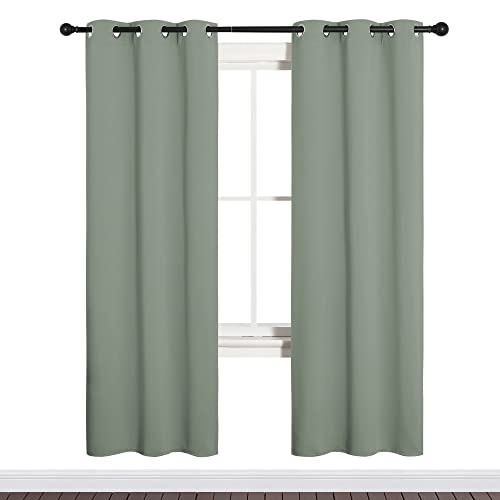 Image of NICETOWN Bedroom Curtain Panels Blackout Draperies, Thermal Insulated Solid Grommet Blackout Curtains /Drapes (Sage Green, 1 Pair, 34 by 72-inch)