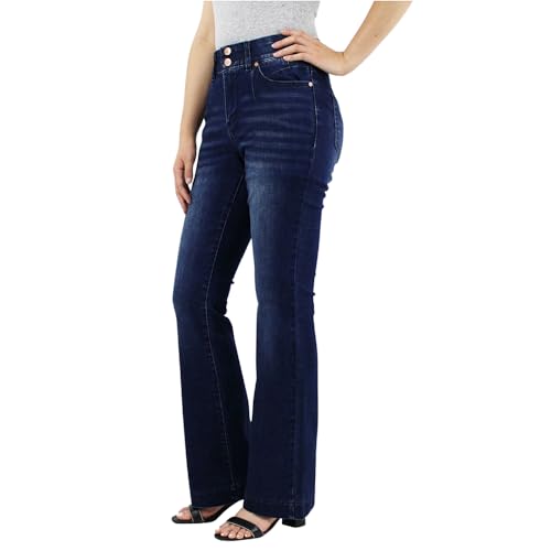 Dark Wash Tummy Control Bootcut with Front Pocket Seam Detail2