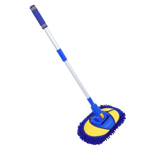 SOLUSTRE Practical Car Cleaning Mop Telescopic Car Wash Mop for End of Pole Car Wash Tool Mop Washer for Car Soft Chenille Brush Easy to Clean and Dry