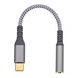 TOKIDNY Adaptador de Auriculares Tipo C a 35 MM Cable de Audio Gris Conector DC para Smartphone Portátil y Altavoces Compatible USB Tipo C Convertidor de Sonido de Alta Resolución