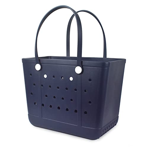 Addoklm Beach Bag, Rubber X Large Tote Bag For Waterproof, Washable And Durable Open Handbag For Boat Pool Sports Gym (Dark Blue) #TOP4