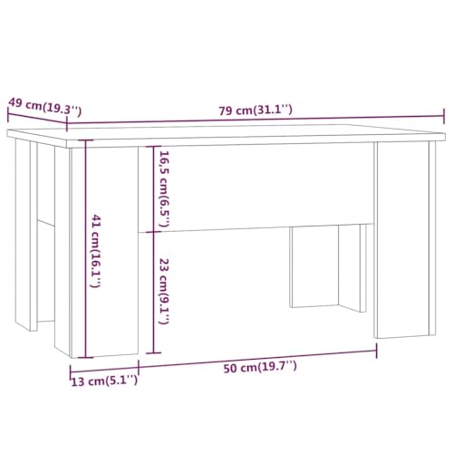 Table basse relevable chêne fumé avec rangement caché pour manger - 4