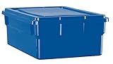 School Smart Storage Box with Lid, 11 x 6 x 16 Inches, Blue
