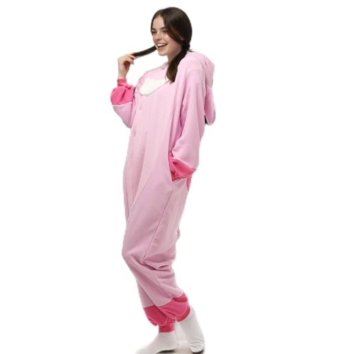 GLADCOS Unisex Adults Costumes Cosplay Stitch Dog onesie Onesie Pajamas pink Small