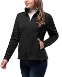 33,000ft Womens Fleece Jackets Ladies Lightweight Warm Full Zip Coat Breathable Microfleece Ladies Sweater Casual Long Sleeve, Ideal for Travelling Outdoor Sport Black M