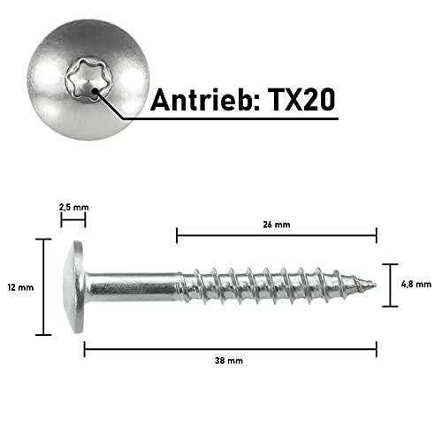 SCREW REBEL Fassadenschrauben 4,8x38 TX20 - naturblank - 100 Stück Edelstahl A2 Trespo – Bild 3