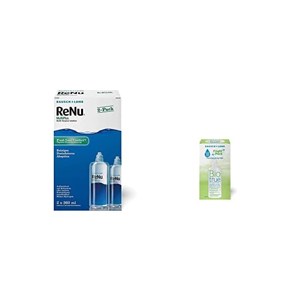 Bausch und Lomb ReNu MultiPlus Kombilösung mit Proteinentferner - Kontaktlinsenreiniger, Aufbewahrungslösung, weiche Linsen, Doppelpack 2 x 360 ml