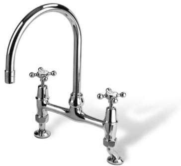 REGENT DECK MOUNT BRIDGE FAUCET 6 SWAN NECK SWIVEL SPOUT COMPRESSION Satin Nickel