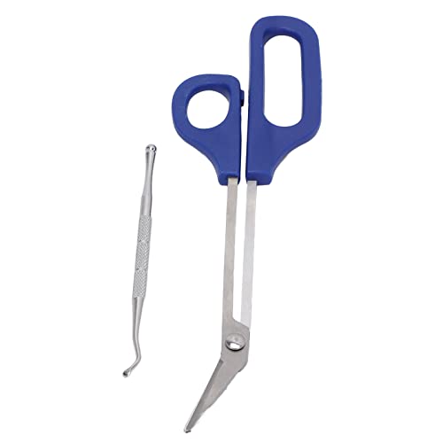 Qukaim Tijeras para uñas de los pies de edad avanzada, tijeras ergonómicas para uñas de los pies y las mujeres mayores y embarazadas, incluye lima de uñas encarnadas, acero inoxidable, 16,5 cm