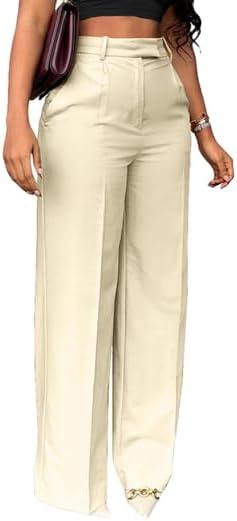 Famnbro Womens Dress Pants Slacks High Waisted Wide Leg Yoga Business Work Pants Trousers