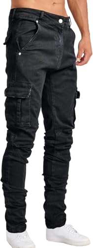 Maiyifu-GJ Men's Ripped Distressed Biker Jeans Slim Fit Stretch Hip Hop Denim Pants Fashion Tapered Leg Zipper Jeans Pants3