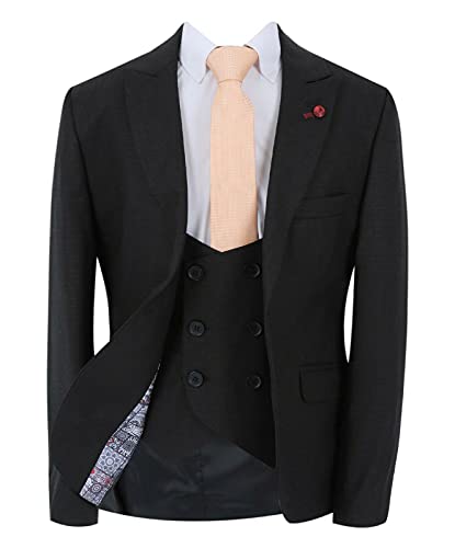 Costume pour garçon page ensemble noir 3 pièces dîner de mariage chic