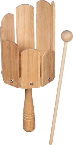 goki 61840 Rührtrommel aus Holz mit Schlägel – 24,5 cm Rhythmusinstrument für Kinder ab 3 Jahren, Musikspielzeug mit klaren Klängen
