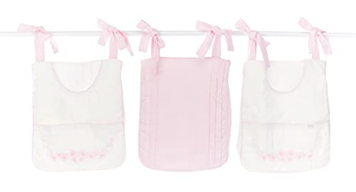 Aime Baby Br PORTA FRALDAS 3 PEÇAS PERCAL 300 FIOS ANNE MARFIM C/ROSA