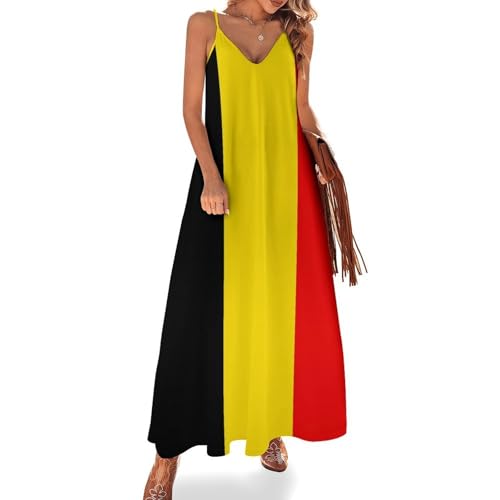 Robe longue imprimé drapeau belge col V robe d'été décontractée grande taille