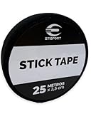 ETISPORT Tape Negro Antideslizante 25 m x 2,5 cm. Grip Profesional para Stick de Hockey Patines, Hockey Hielo, Golf, Raquetas. Algodón/Poliéster con Adhesivo de Caucho Natural