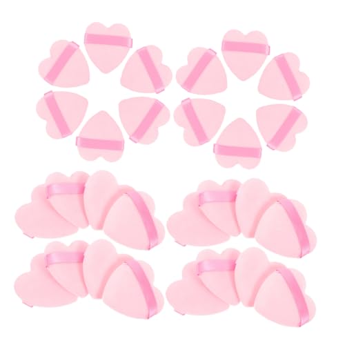 Houppettes cosmétiques en forme de cœur rose minkissy pour fond de teint lot de 50