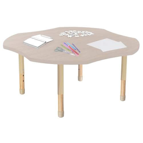 Image of 48 inch x 48 inch Clover Kids Classroom Table with Adjustable Chunky Wood Legs