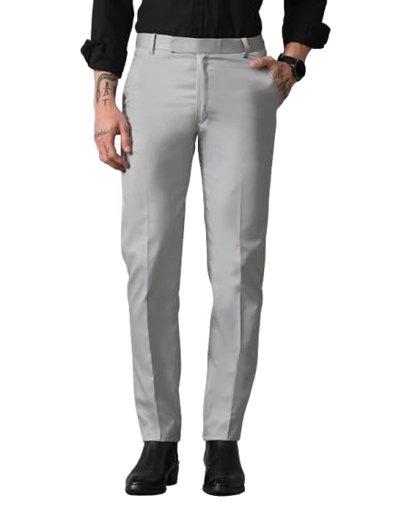 Men Slim Fit Formal Trouser | Polyester Fabric | Solid Office Pants for Men-picture-47