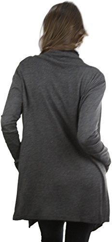 Image of ToBeInStyle Womens Open Front Long Sleeve Lightweight Asymmetrical Draped Cardigan with Side Pockets